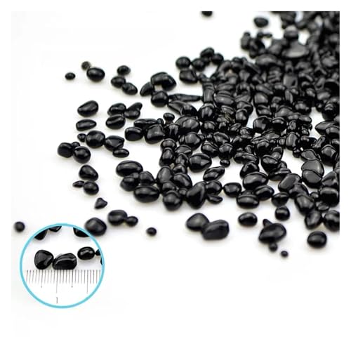 GMGQJST Aquarium Steine 100/200/500 g transparente Glaskiesel for Aquarien, farbige Kieselsteine, Aquarium-Zubehör, Heimdekoration(Black,200g) von GMGQJST