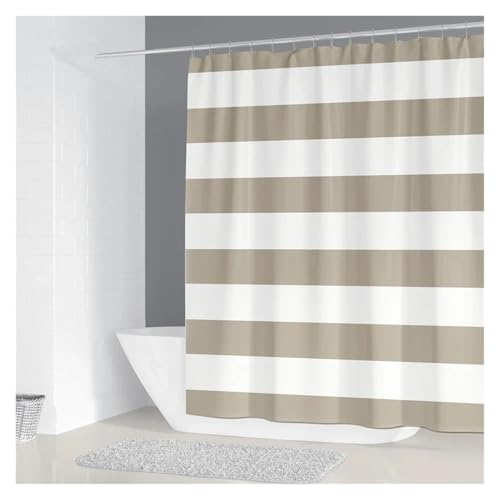 GMGQJST Duschvorhang 200x180cm Badezimmer Wasserdichter Duschvorhang Einfacher geometrischer Musterdruck Polyester Heimdekorationsvorhang mit 12 Haken(1,W180xH200cm) von GMGQJST