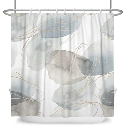 GMGQJST Duschvorhang Duschvorhang mit grünen Pflanzenblättern, Ranken und Blumen, Bedruckt, minimalistischer Polyster, Heimdekoration, Badezimmervorhang mit Haken(YFX02164,W180xH200cm) von GMGQJST