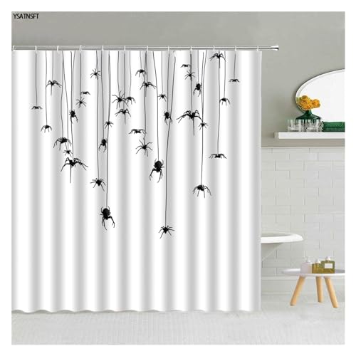 GMGQJST Duschvorhang Einfache schwarz weiß Regentropfen Duschvorhang Geometrie Wassertropfen Muster Polyester Stoff Badezimmer hängende Vorhänge Home Decor(2616XJ,120x180cm-47x70in) von GMGQJST