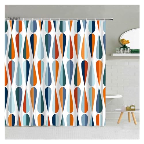 GMGQJST Duschvorhang Einfache schwarz weiß Regentropfen Duschvorhang Geometrie Wassertropfen Muster Polyester Stoff Badezimmer hängende Vorhänge Home Decor(7502j2,90x180cm-35x70in) von GMGQJST
