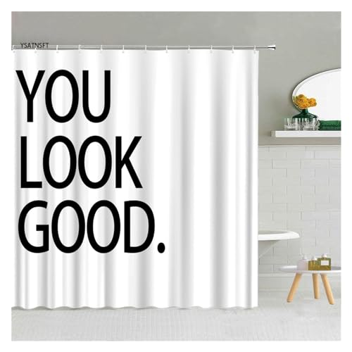 GMGQJST Duschvorhang Einfache schwarz weiß Regentropfen Duschvorhang Geometrie Wassertropfen Muster Polyester Stoff Badezimmer hängende Vorhänge Home Decor(AE02373,240x180cm-94x70in) von GMGQJST