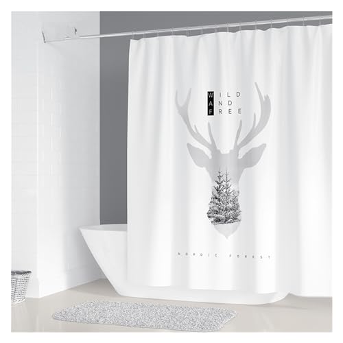 GMGQJST Duschvorhang Einfacher Geometrischer Kronleuchter-Druck, Badezimmer-Duschvorhang, Polyester, Wasserdicht, Heimdekoration, Vorhang Mit 12 Haken(15,W220xH180cm) von GMGQJST