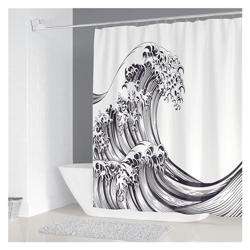 GMGQJST Duschvorhang Einfacher Geometrischer Kronleuchter-Druck, Badezimmer-Duschvorhang, Polyester, Wasserdicht, Heimdekoration, Vorhang Mit 12 Haken(16,W150xH180cm) von GMGQJST