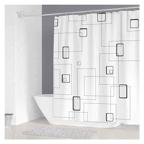 GMGQJST Duschvorhang Einfacher Geometrischer Kronleuchter-Druck, Badezimmer-Duschvorhang, Polyester, Wasserdicht, Heimdekoration, Vorhang Mit 12 Haken(4,W180xH200cm) von GMGQJST