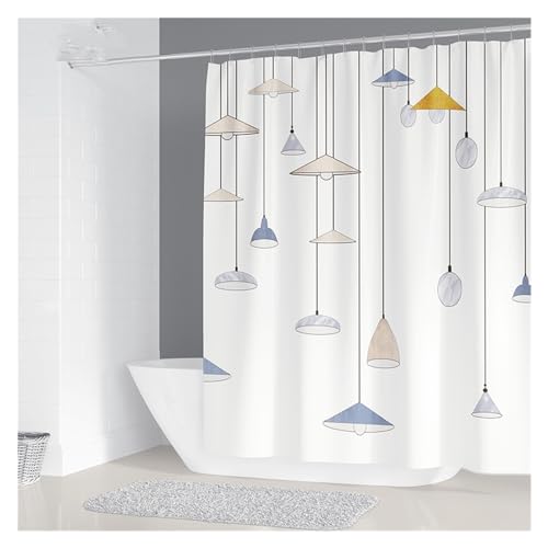 GMGQJST Duschvorhang Einfacher Geometrischer Kronleuchter-Druck, Badezimmer-Duschvorhang, Polyester, Wasserdicht, Heimdekoration, Vorhang Mit 12 Haken(6,W180xH180cm) von GMGQJST