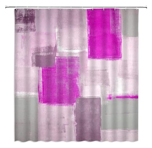 GMGQJST Duschvorhang Grauer und gelber Duschvorhang, Abstrakter Grunge-Stil, Pinselstriche, Malerei-Stil, Stoff, Badezimmer-Dekor, wasserdichter Badewannenabtrennung(5,Only 50x80cm Mat) von GMGQJST