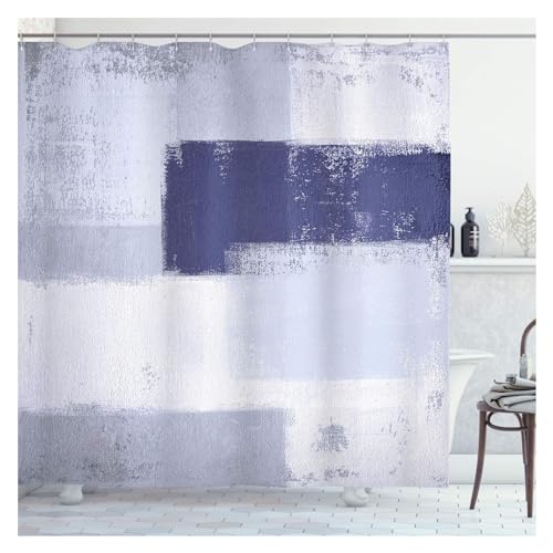 GMGQJST Duschvorhang Grauer und gelber Duschvorhang, Abstrakter Grunge-Stil, Pinselstriche, Malerei-Stil, Stoff, Badezimmer-Dekor, wasserdichter Badewannenabtrennung(9,165Wx180H cm) von GMGQJST