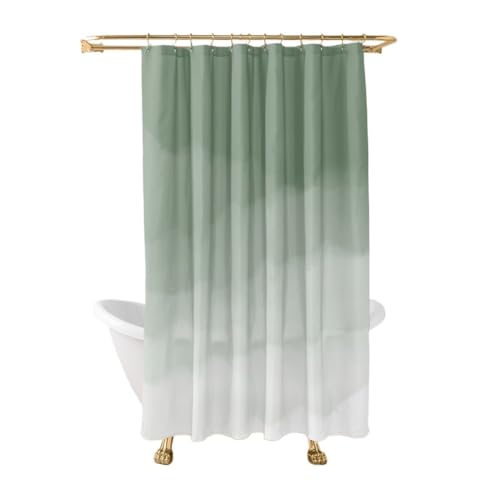 GMGQJST Duschvorhang Salbeigrüner Aquarell-Ombre-Duschvorhang, Badezimmerstoff, Polyester, wasserdicht, Moderne Duschvorhänge, Baddekoration mit 12 Haken(12,W90xH180cm) von GMGQJST