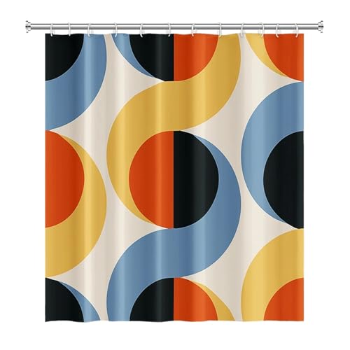 GMGQJST Duschvorhang Wind Abstrakte Kunst Duschvorhang Wasserdichter Polyester Badvorhang Morandi Farbblockvorhänge for Badezimmerdekor(YFX02917,W180xH200cm) von GMGQJST