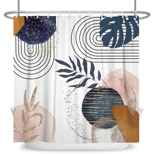 GMGQJST Duschvorhang Wind Abstrakte Kunst Duschvorhang Wasserdichter Polyester Badvorhang Morandi Farbblockvorhänge for Badezimmerdekor(YFX06610,W150xH180cm) von GMGQJST