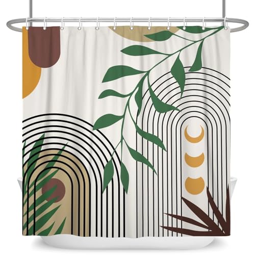 GMGQJST Duschvorhang Wind Abstrakte Kunst Duschvorhang Wasserdichter Polyester Badvorhang Morandi Farbblockvorhänge for Badezimmerdekor(YFX07254,W180xH180cm) von GMGQJST