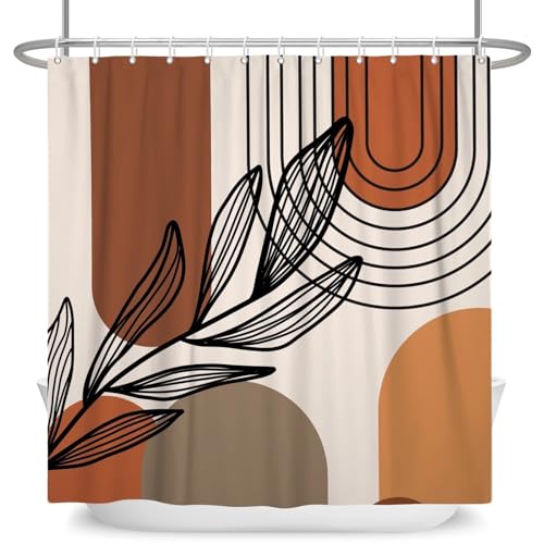 GMGQJST Duschvorhang Wind Abstrakte Kunst Duschvorhang Wasserdichter Polyester Badvorhang Morandi Farbblockvorhänge for Badezimmerdekor(YFX07300,W150xH180cm) von GMGQJST