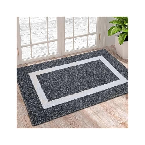 GMGQJST FußMatte Eingangstürmatten Saugfähige Badezimmer-Fußmatte Home Rutschfester Trocknungsbadeteppich Waschbarer Bodenteppich for Die Küche(Black,80X100cm) von GMGQJST