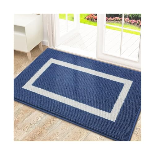GMGQJST FußMatte Eingangstürmatten Saugfähige Badezimmer-Fußmatte Home Rutschfester Trocknungsbadeteppich Waschbarer Bodenteppich for Die Küche(Blue F4,60X90cm) von GMGQJST