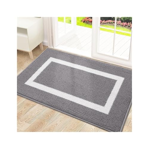 GMGQJST FußMatte Eingangstürmatten Saugfähige Badezimmer-Fußmatte Home Rutschfester Trocknungsbadeteppich Waschbarer Bodenteppich for Die Küche(Gray F1,50X80cm) von GMGQJST