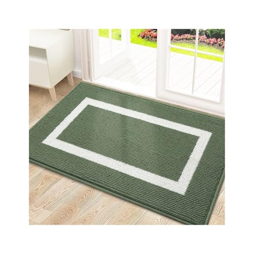 GMGQJST FußMatte Eingangstürmatten Saugfähige Badezimmer-Fußmatte Home Rutschfester Trocknungsbadeteppich Waschbarer Bodenteppich for Die Küche(Green F6,50X80cm) von GMGQJST
