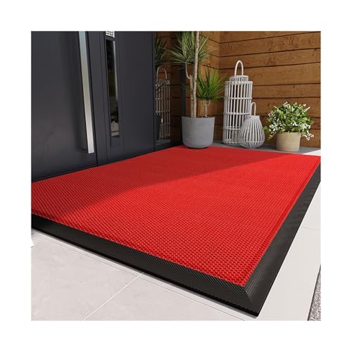 GMGQJST FußMatte Fußmatte aus PVC-Gummi, rutschfest, wasserabweisend, elastisches Netzgewebe, for den Innen- und Außenbereich, leicht zu reinigen, nur von Hand waschen(Deep Red,60x90cm) von GMGQJST