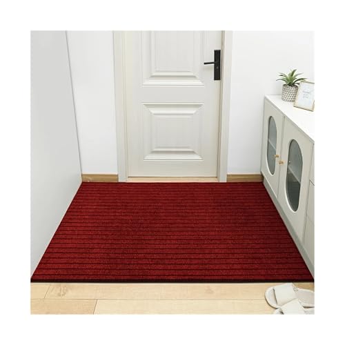 GMGQJST FußMatte Großer gestreifter Flurteppich mit Gummiunterseite, Waschküche, rutschfest und waschbar for den Außenbereich(Red,50X80CM) von GMGQJST