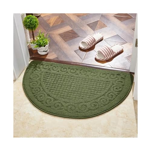 GMGQJST FußMatte Halbrunde Fußmatte aus Gummi for die Haustür im Innenbereich, rutschfest, for Eingangsbereich, Flur, Badezimmer, Teppiche, langlebige Fußmatten(Green 48cm 78cm) von GMGQJST