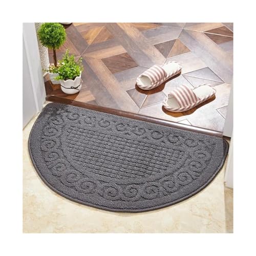 GMGQJST FußMatte Halbrunde Fußmatte aus Gummi for die Haustür im Innenbereich, rutschfest, for Eingangsbereich, Flur, Badezimmer, Teppiche, langlebige Fußmatten(Grey 38cm 58cm) von GMGQJST