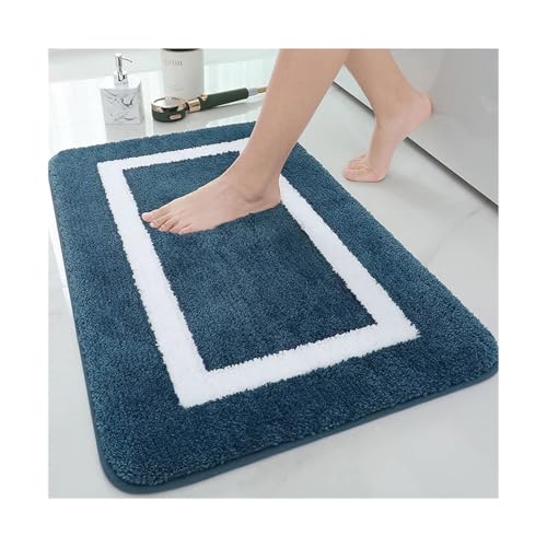 GMGQJST FußMatte Saugfähige Badematte Badezimmerteppich Dusche Rutschfester Schlafzimmer Waschteppich Weich Dick Wohnzimmer Plüsch Fußbodendekor(Blue 2,51x81cm) von GMGQJST