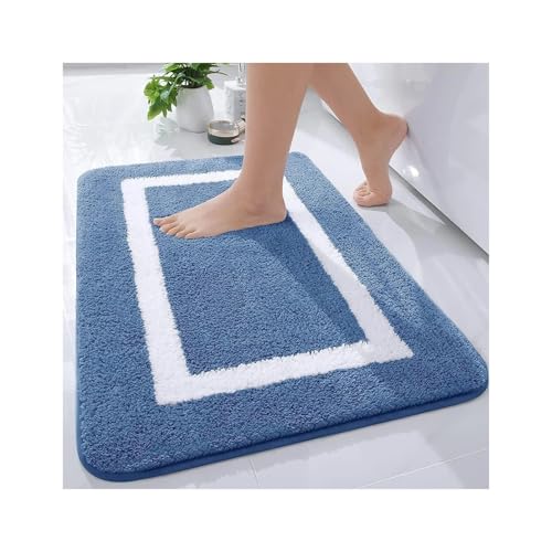 GMGQJST FußMatte Saugfähige Badematte Badezimmerteppich Dusche Rutschfester Schlafzimmer Waschteppich Weich Dick Wohnzimmer Plüsch Fußbodendekor(Dark Gray,51x81cm) von GMGQJST