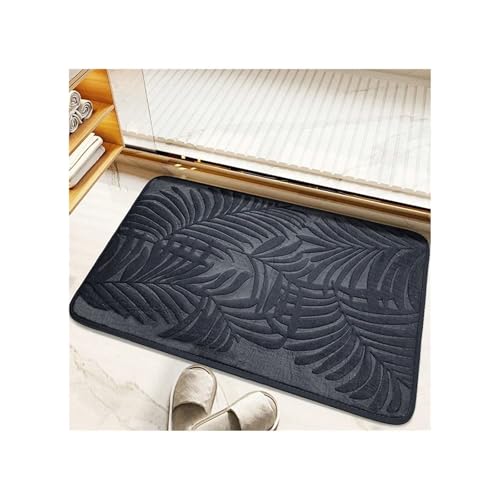 GMGQJST FußMatte Saugfähiger, Rutschfester Badezimmerteppich aus Memory-Baumwolle, Badezimmer-Bodenteppiche, Badematte, Wohnzimmer, Schlafzimmer, Küche, Heimteppich(Dackgrey,50x80cm) von GMGQJST