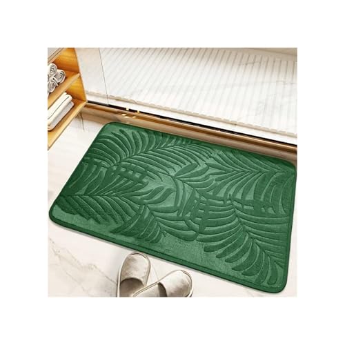 GMGQJST FußMatte Saugfähiger, Rutschfester Badezimmerteppich aus Memory-Baumwolle, Badezimmer-Bodenteppiche, Badematte, Wohnzimmer, Schlafzimmer, Küche, Heimteppich(Green,40x60cm) von GMGQJST
