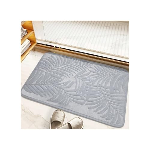 GMGQJST FußMatte Saugfähiger, Rutschfester Badezimmerteppich aus Memory-Baumwolle, Badezimmer-Bodenteppiche, Badematte, Wohnzimmer, Schlafzimmer, Küche, Heimteppich(Grey,50x80cm) von GMGQJST