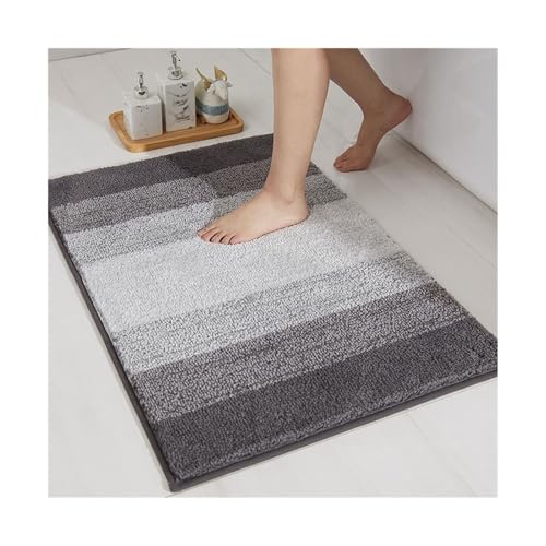 GMGQJST FußMatte Wasserabsorbierende Badezimmer-Anti-Rutsch-Fußmatte aus Kaschmirimitat for die Staubentfernung im Eingangsbereich und Schlafzimmer for Faule Personen(Black,50X80CM (1.6X2.6FT) von GMGQJST