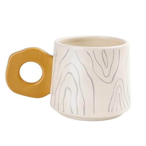 GMGQJST Kaffeetassen Set Baumring Keramik Haushalt Nachmittagstee Kaffeetasse mit Schale 2er Set Kreative einfache Wassertassen(Color-C) von GMGQJST