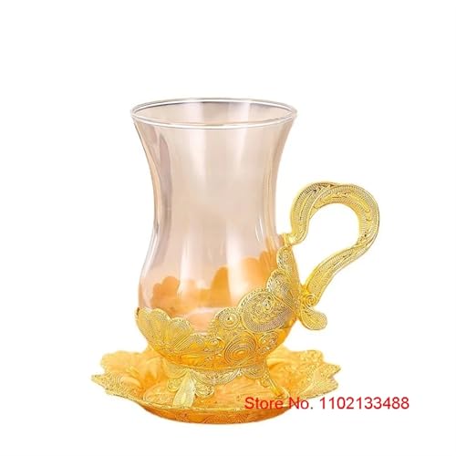 GMGQJST Kaffeetassen Set Kaffeetassen-Untertassen-Sets Gold Kaffeetasse und Untertasse Set Glaswaren Mittlerer Tee Glasteller Set Teller Set GMGQJST Kaffeetassen Set Kaffeetassen-Untertassen-Sets Gold Kaffeetasse und Untertasse Set Glaswaren Mittlerer Tee Glasteller Set Teller Set von GMGQJST