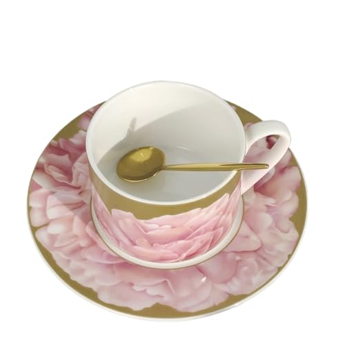 GMGQJST Kaffeetassen Set Kreative Kaffeetasse Haushalt Bone China Blume Kaffee Set Anzug Mit Löffel Teetasse von GMGQJST