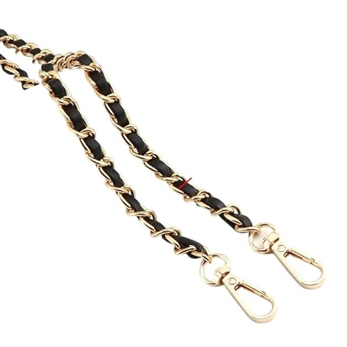 GMGQJST Taschenkette 120 cm Langer Taschengurt aus PU-Leder for Crossbody-Schultertaschen, Ersatzzubehör for Handtaschen, 8 mm breite Taschenkette(Black Gold) von GMGQJST