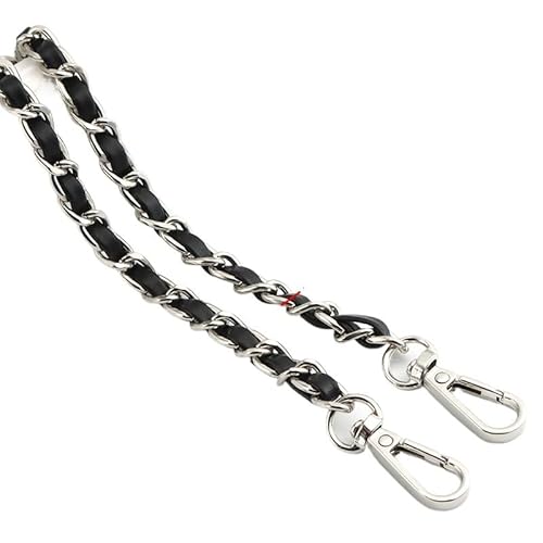 GMGQJST Taschenkette 120 cm Langer Taschengurt aus PU-Leder for Crossbody-Schultertaschen, Ersatzzubehör for Handtaschen, 8 mm breite Taschenkette(Black Sliver) von GMGQJST