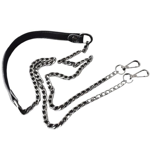GMGQJST Taschenkette 120 cm Metall-Taschenkette, Ersatz-PU-Ledertaschengurte for DIY-Handtaschengriffe, Schultergurte, Zubehör, Taschengriffe(Black) von GMGQJST