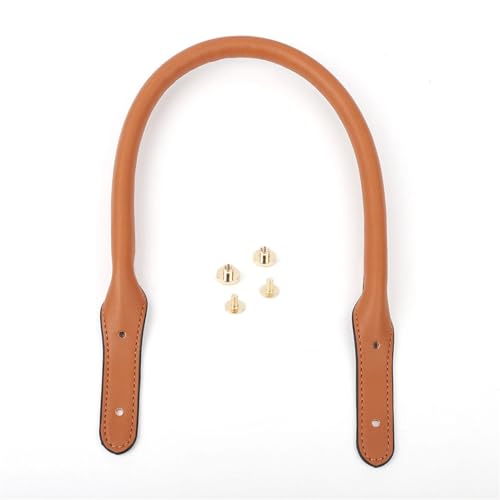 GMGQJST Taschenkette 2 Stück 45 cm Schwarz Hellbraun Taschengriffe Ersatz PU Leder Umhängetaschengurt Taschengurt for DIY Frauen Handtasche Zubehör(Tan Gold Nails) von GMGQJST