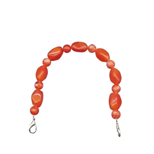 GMGQJST Taschenkette Gelee-Griff, Bunte Perlenriemen, austauschbarer Handtaschenriemen aus Harz mit Perlglanzeffekt, DIY-Taschenzubehör for Abendtaschen(Red,34.5cm Silver Clasps) von GMGQJST