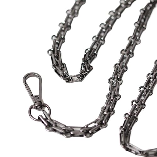 GMGQJST Taschenkette Taschenkette aus Stahl for Selbermachen, Gold, Silber, Gun Black Bronze, 12 mm breit, Ersatzkette aus Metall, Schultertaschengurt for Handtaschengriffe(Black,20cm) von GMGQJST