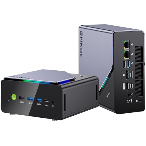 Mini Gaming PC AMD Ryzen 7 H 255 (Upgrade auf 8745HS, 4.9 GHz), 64GB DDR5 RAM, M.2 PCIE 4.0 x4 SSD 1TB, Mini-Computer mit USB4.0 | 2.5G LAN | Quad 4K Display | Oculink – für Gaming, Büro und Business von GMKtec