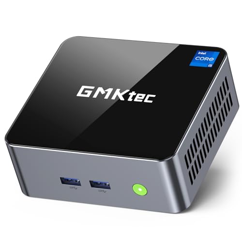 GMKtec Mini-PC Intel i5-12450H (Turbo 4,4 GHz) 16 GB (8x2) DDR4 3200 MHz 512 GB M.2 PCIe3.0 NVMe SSD Mini-Computer, USB 3.2/WiFi 6/BT5.2, 2,5G Ethernet/Type-C (DP/Daten)/HDMI*2/4K Desktop-PC von GMKtec