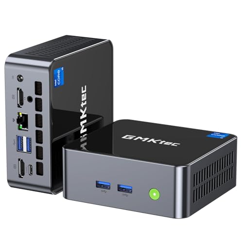 GMKtec Mini-PC Intel i5-12450H (Turbo 4,4 GHz) 32 GB (8x2) DDR4 3200 MHz 1 TB M.2 PCIe3.0 NVMe SSD Mini-Computer, USB 3.2/WiFi 6/BT5.2, 2,5G Ethernet/Type-C (DP/Daten)/HDMI*2/4K Desktop-PC von GMKtec
