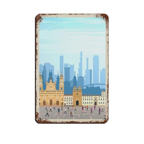 Bogota Kolumbien Vintage Reiseposter Retro-Poster Metall-Blechschild Chic Kunst Retro Eisenmalerei Bar Leute Höhle Café Familie Garage Poster Wanddekoration Stil 20 x 30 cm von GMLGWW