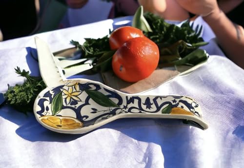 Schöpflöffel aus Keramik, Löffelhalter, Küchenzubehör, Mehrzweck-Küchenutensilien, mit Tiermotiv, 30 cm (Weiß/Zitronen-Sizilien) von GMM