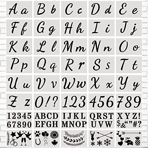 Buchstaben Schablone Alphabet Schablonen Wiederverwendbare Kunststoff Buchstaben Nummer Schablonen Für Gemälde Auf Holz Groß Zahlen Buchstaben Kleinbuchstaben Buchstaben.(40 Stück) von GMMG
