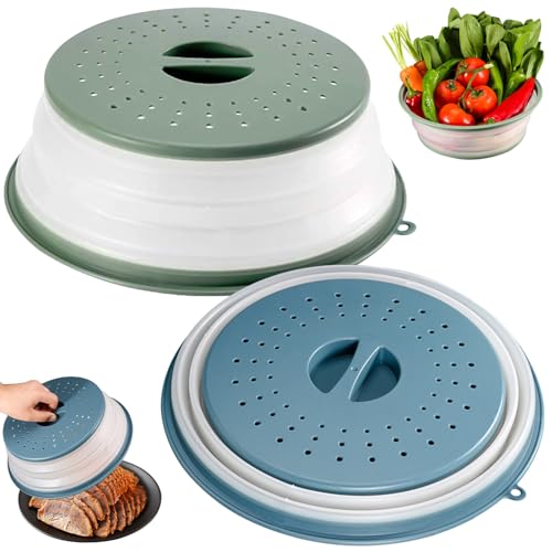 GMMG Mikrowellen Abdeckung, Mikrowellenhaube, 2 Stück Faltbare Mikrowellendeckel, Microwave Cover, Mikrowellen Deckel, Spritzschutz Mikrowelle, Microwellenabdeckungen, Mikrowellenabdeckung 27cm von GMMG