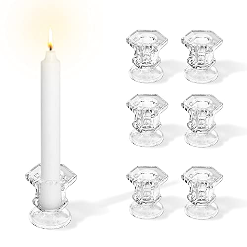 Kerzenständer Glas Kerzenhalter Stabkerze Glas Stabkerzenhalter Teelichthalter Kegelkerzenhalter für Heimat Dekoration Hochzeit Parteien (6 Stück) von GMMG