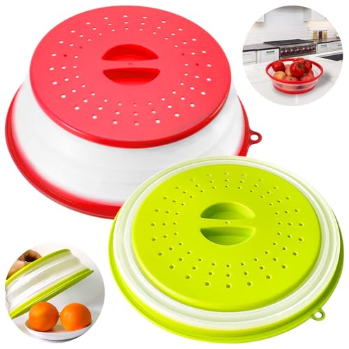 Mikrowellen Abdeckung Mikrowellenhaube Faltbare Mikrowellendeckel Microwave Cover Mikrowellen Deckel Spritzschutz Mikrowelle Microwellenabdeckungen Mikrowellenabdeckung(2 Stück) von GMMG