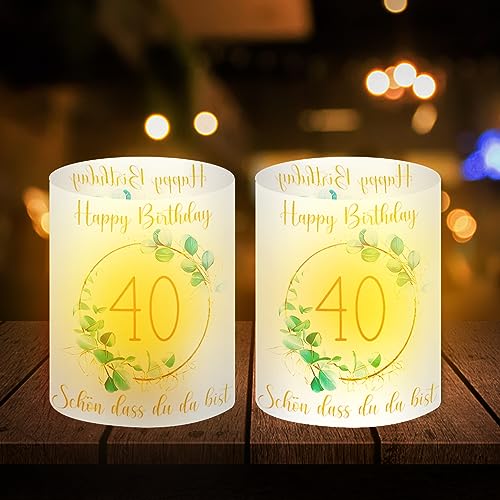 Windlicht Tischdeko 40 Geburtstag Deko Frau Mann Happy Birthday Tischdeko Geburtstag für Teelichter oder Kerzen (10 Stück) von GMMG